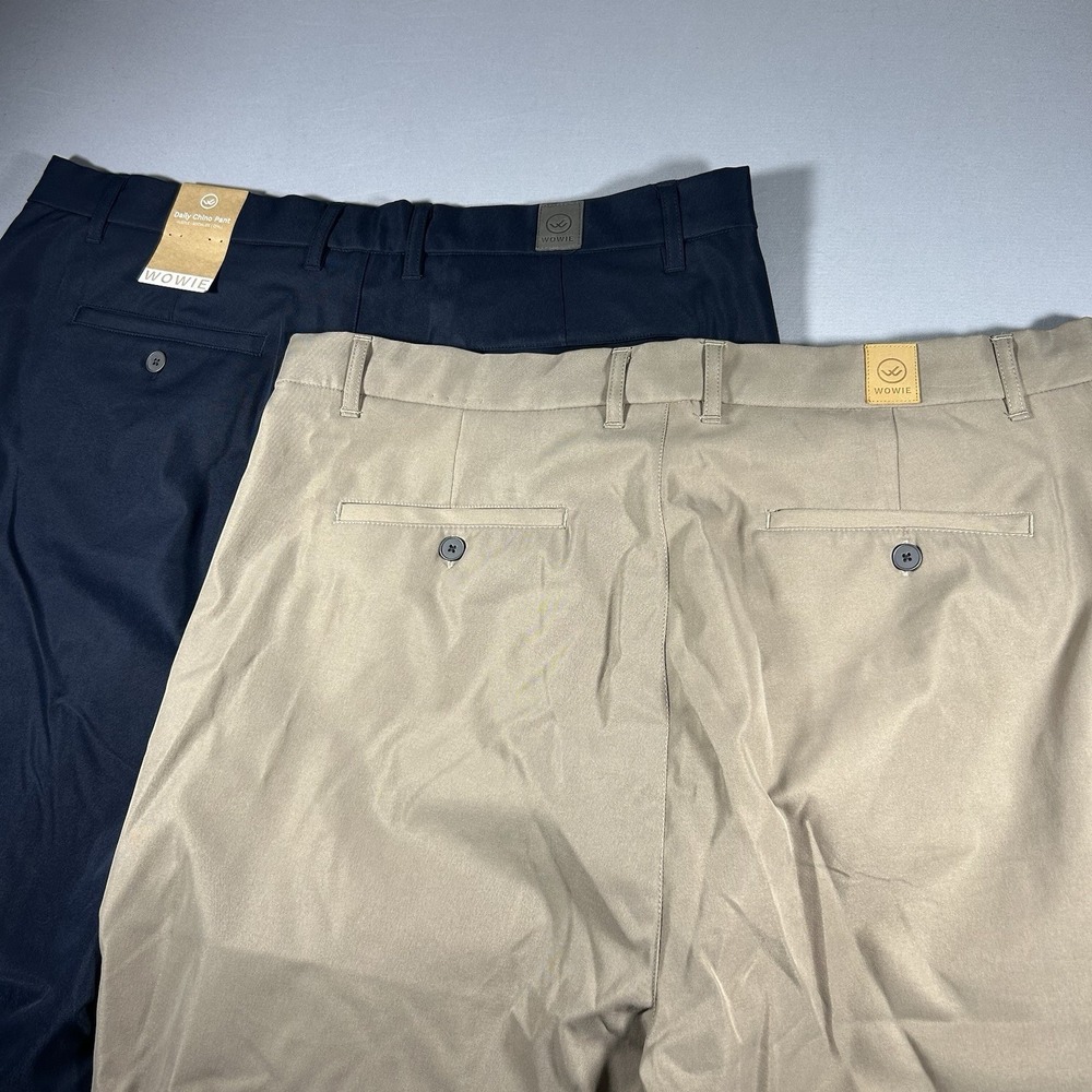 Wowie Men's Daily Chino Pants Bundle 38x30 Navy Khaki Slim Fit Stretch Lot of 2 - Picture 3 of 14